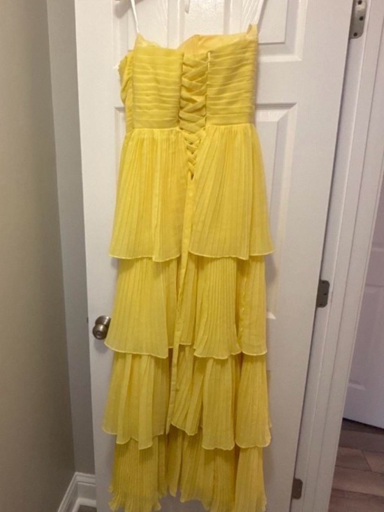Dresses & Skirts - Yellow Tiered Pleated Spaghetti-Strap women’s Dress